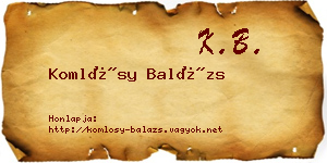 Komlósy Balázs névjegykártya